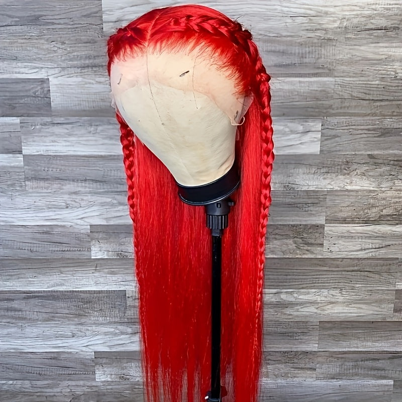 Women's 28 Inch Sky Blue Straight Synthetic Lace Front Wig, High Temperature Fiber, Glueless HD Lace Frontal, Soft Silky Hair for Halloween, Party, Cosplay - 13x6 Basics Style, Lace Wig